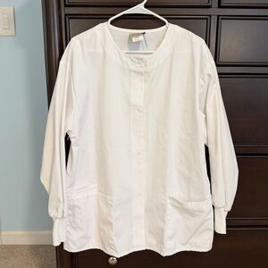 Lydia’s Pro Series snap front scrub jacket white nurse nursing school size M